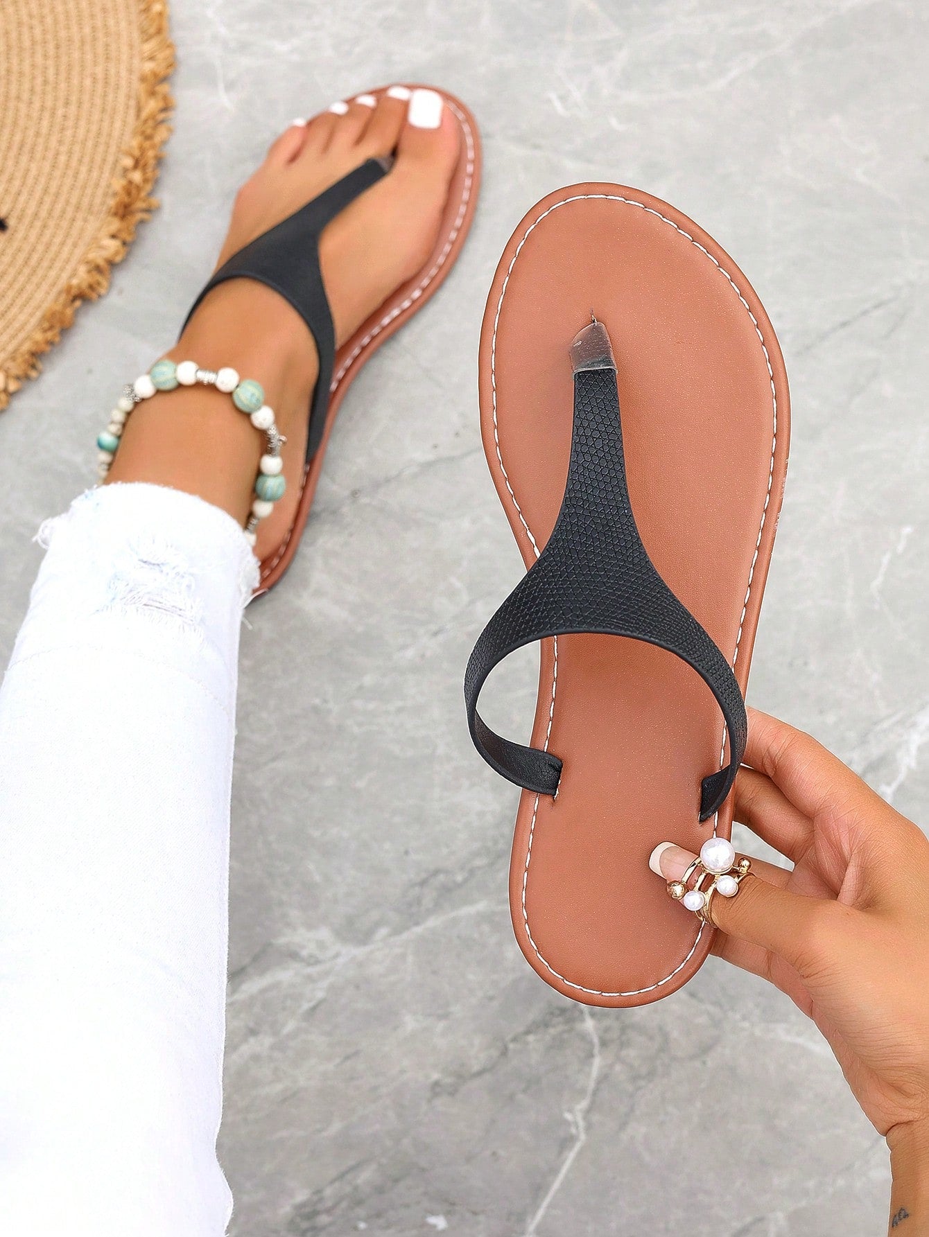 New Spring And Summer H-Shaped Women's Slippers, In Fashion Leisure Style. A Roman-Style Slip On Slipper With A Black, Comfortable, Butter-Beige Or Brown Platform And Engraving. Highly Recommended By Female Bloggers, This Desert Secret French-Style High-E