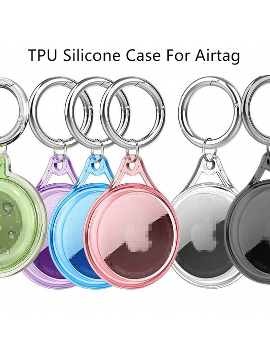 1pc Transparent TPU Protective Case For Airtag Anti-Lost Tracker, Soft Silicone Case, Fully Wrapped TPU Protection, Multiple Protection Against Water, Dust, And Shock, Comes With Alloy Keychain, Fashionable And Durable, Easy To Carry, Multiple Colors Avai