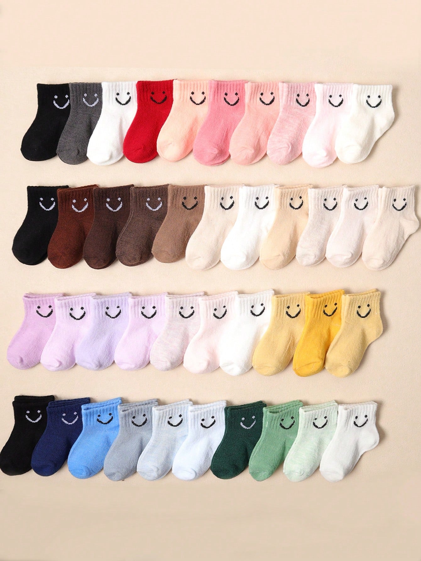 10 Pairs Of Baby Smile Face Random Candy Colored Short Elastic Socks For Daily Wear And Casual Occasions