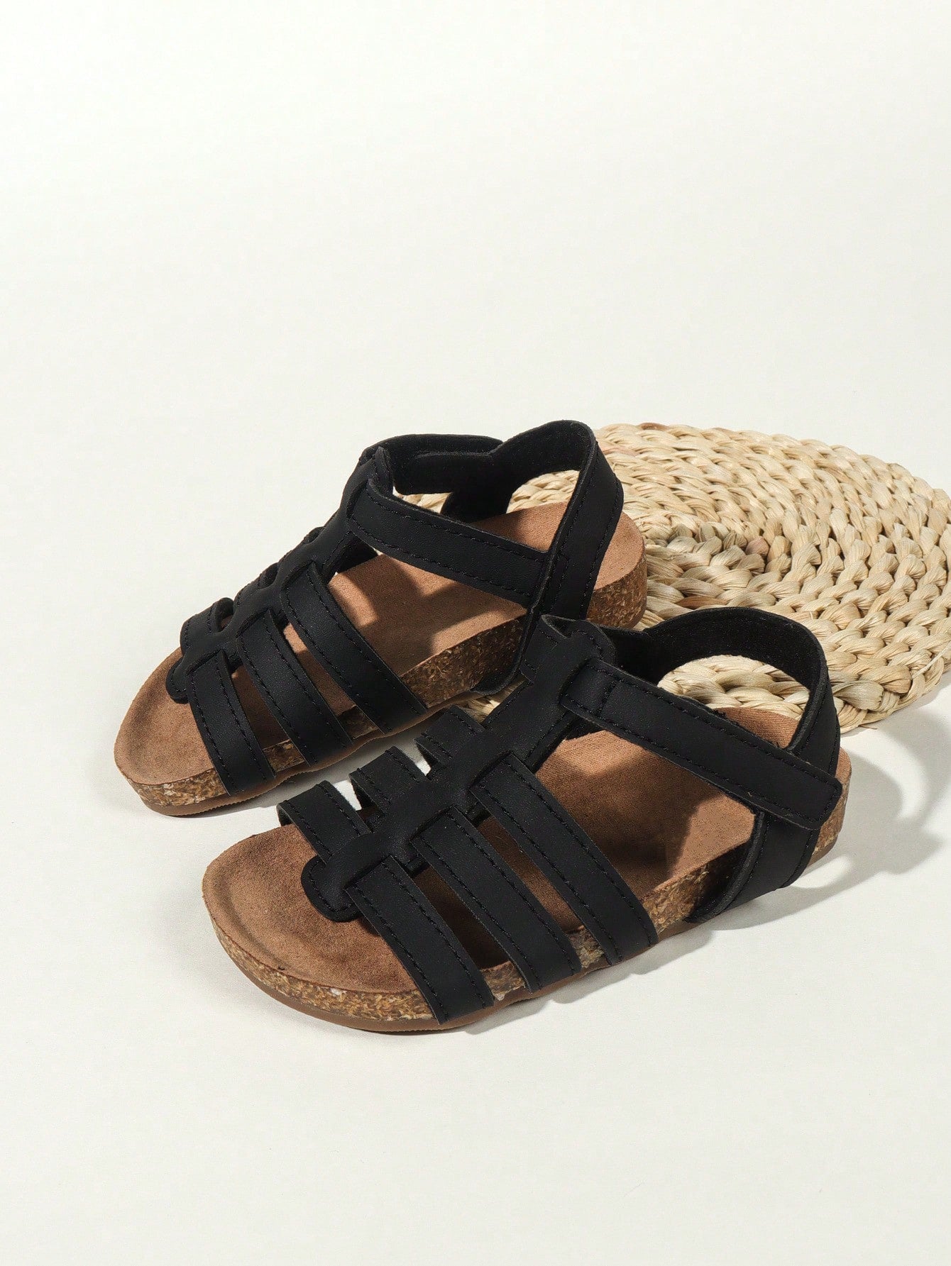 2024 Summer Girls' Versatile Pu Leather Roman Sandals With Back Strap Design, Soft & Breathable Footbed And Anti-Skid Soles, Lightweight