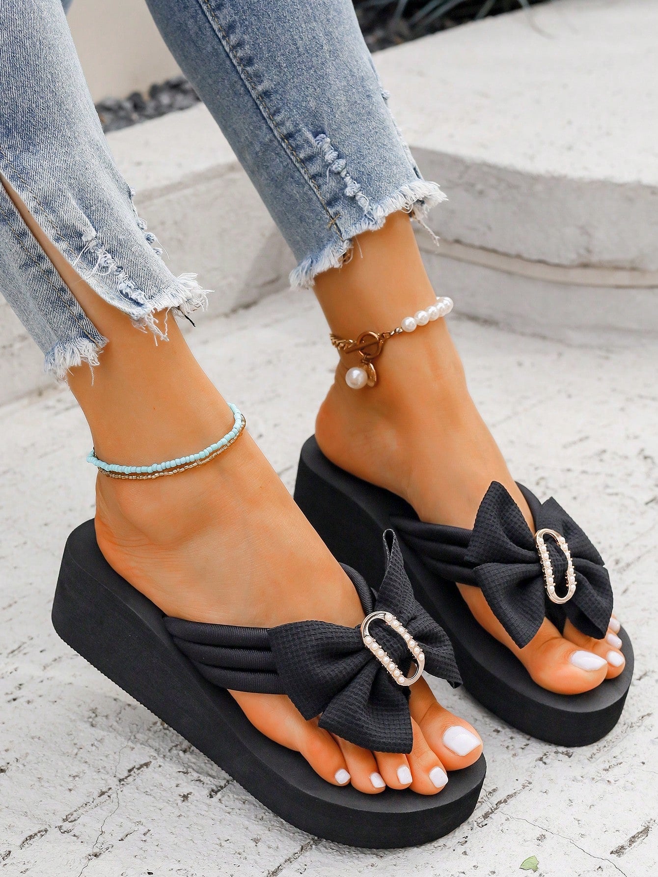 Women's Stylish Slipper Sandals For Outdoor High Heel & Anti-skid & Thick Bottom & Open Toe & Beach & Holiday & Resort Wear