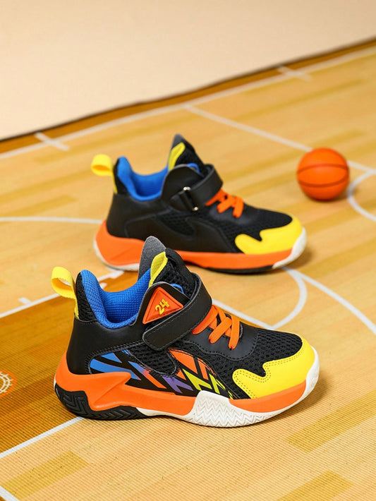 Boys' Basketball Shoes, Breathable Mesh Anti-Slip Wear-Resistant Athletic Shoes For Playing Basketball And Outdoor Activities