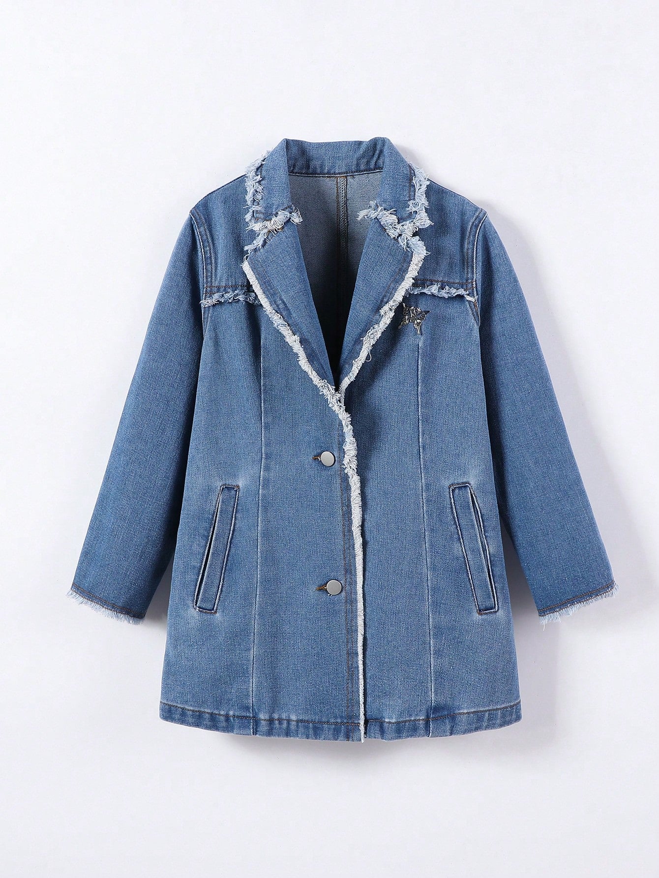 Girls' Cute Outdoor Casual Medium Wash Denim Jacket, Light Blue