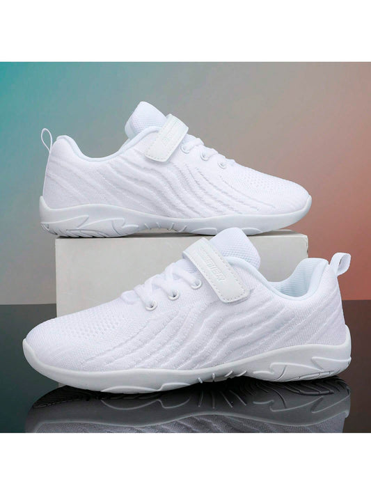 BAXINIER Girls All White Cheerleading Shoes Lightweight Cheer Sneakers Little Kids Breathable Dance Shoes