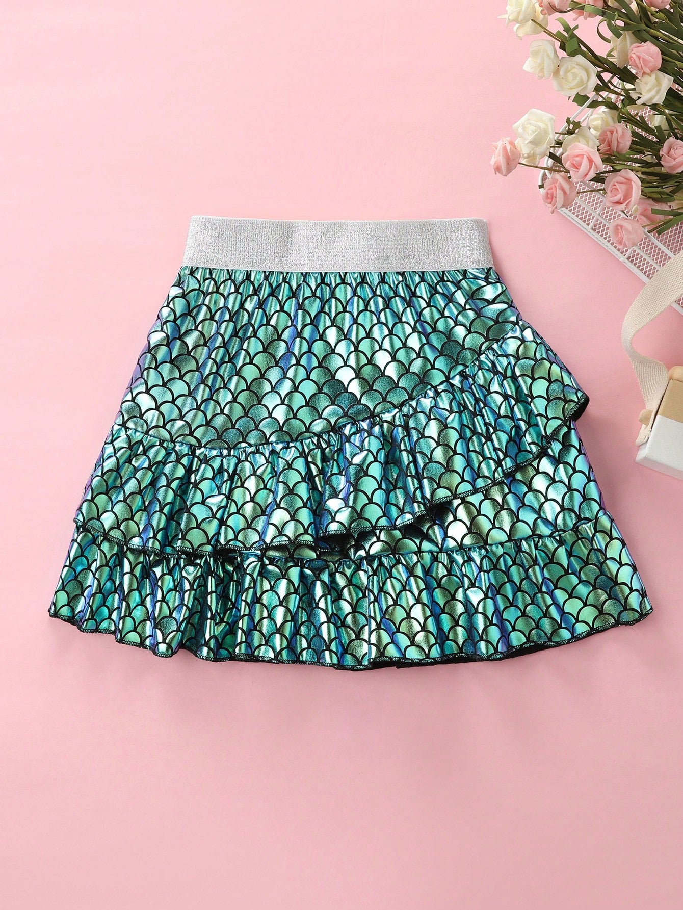 New Mermaid Rainbow Fish Scale Skirt For Young Girls' Summer Wear F5510