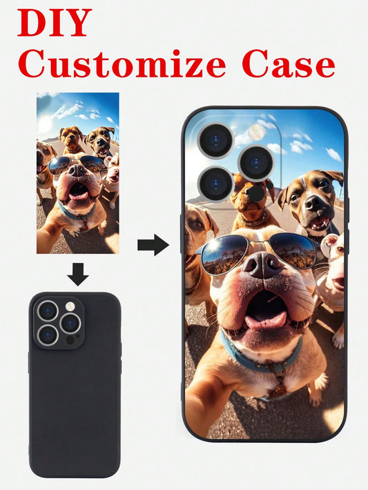 1pc Customized Fashionable Unisex Black Tpu Phone Case With Personalized Print, White Text Design With Various Themes Such As Anniversary, Blessings, Promise, Riddles, Mother's Day