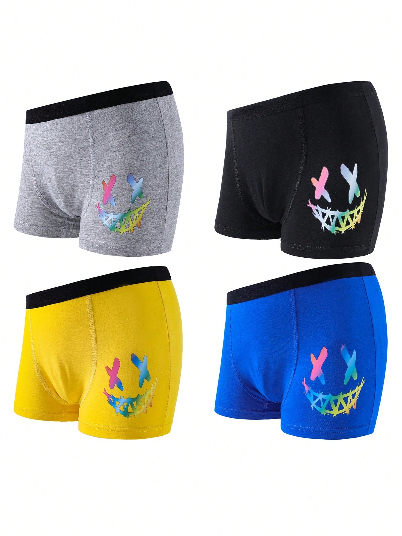 4-Piece Boys' Retro Style Glow-In-The-Dark Print Underwear Set