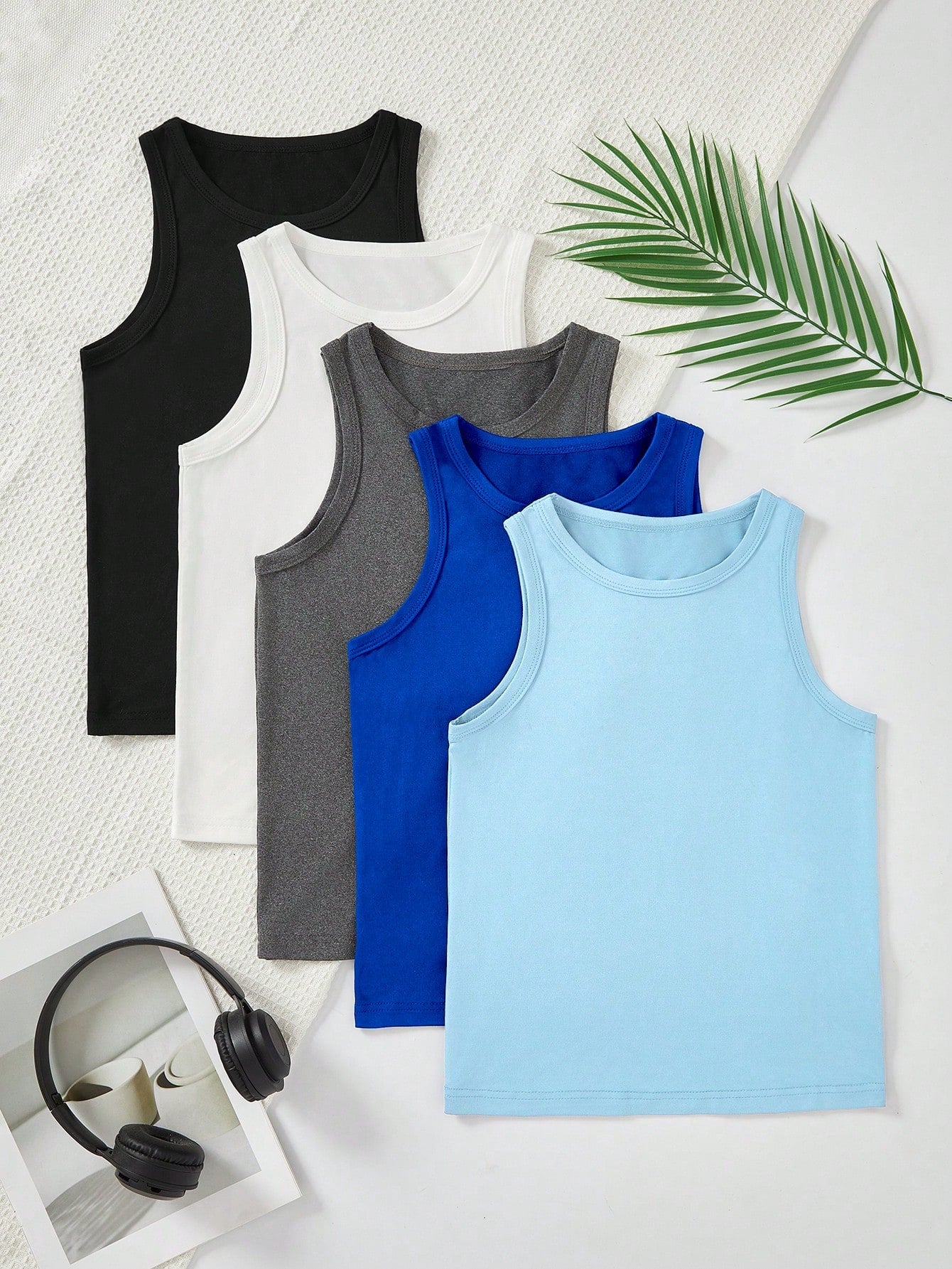 5pcs/Pack Comfortable Casual Sleeveless Undershirt Vest For Teenage Boys