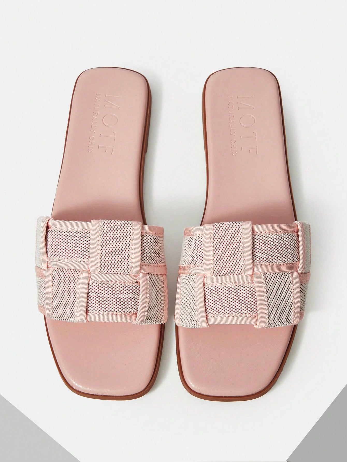 SQUARE TOE COLORBLOCK BRAID FLAT SANDALS