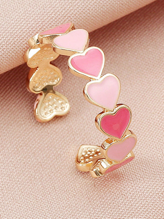 1pc Creative Heart Patchwork Open Ring, Sweet And Versatile Personality Index Finger Ring In Ins Style