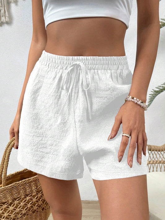 Summer Beach Solid Knot Waist Shorts