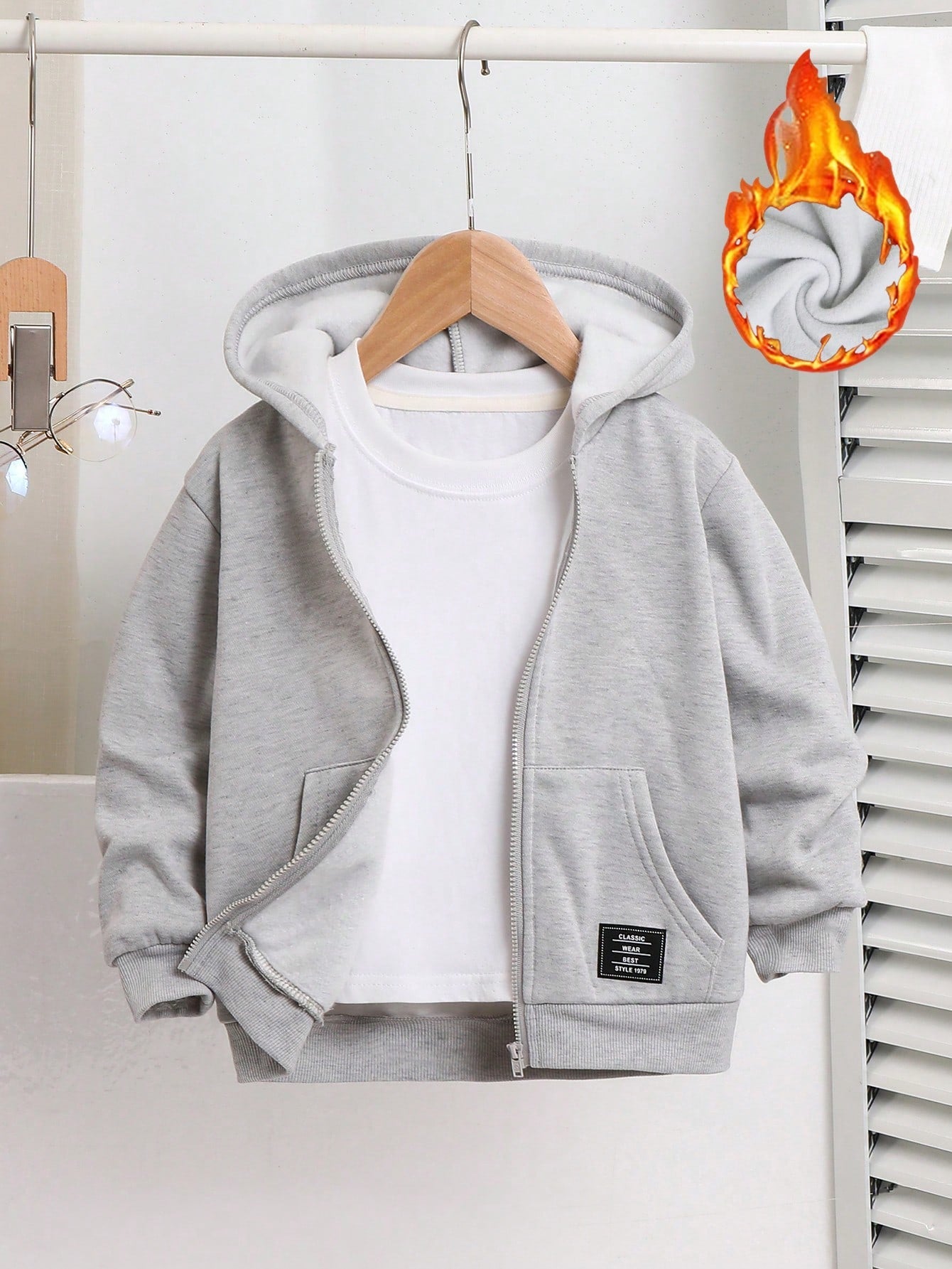 Young Boys' Casual Comfortable Hooded Zip-Up Sweatshirt