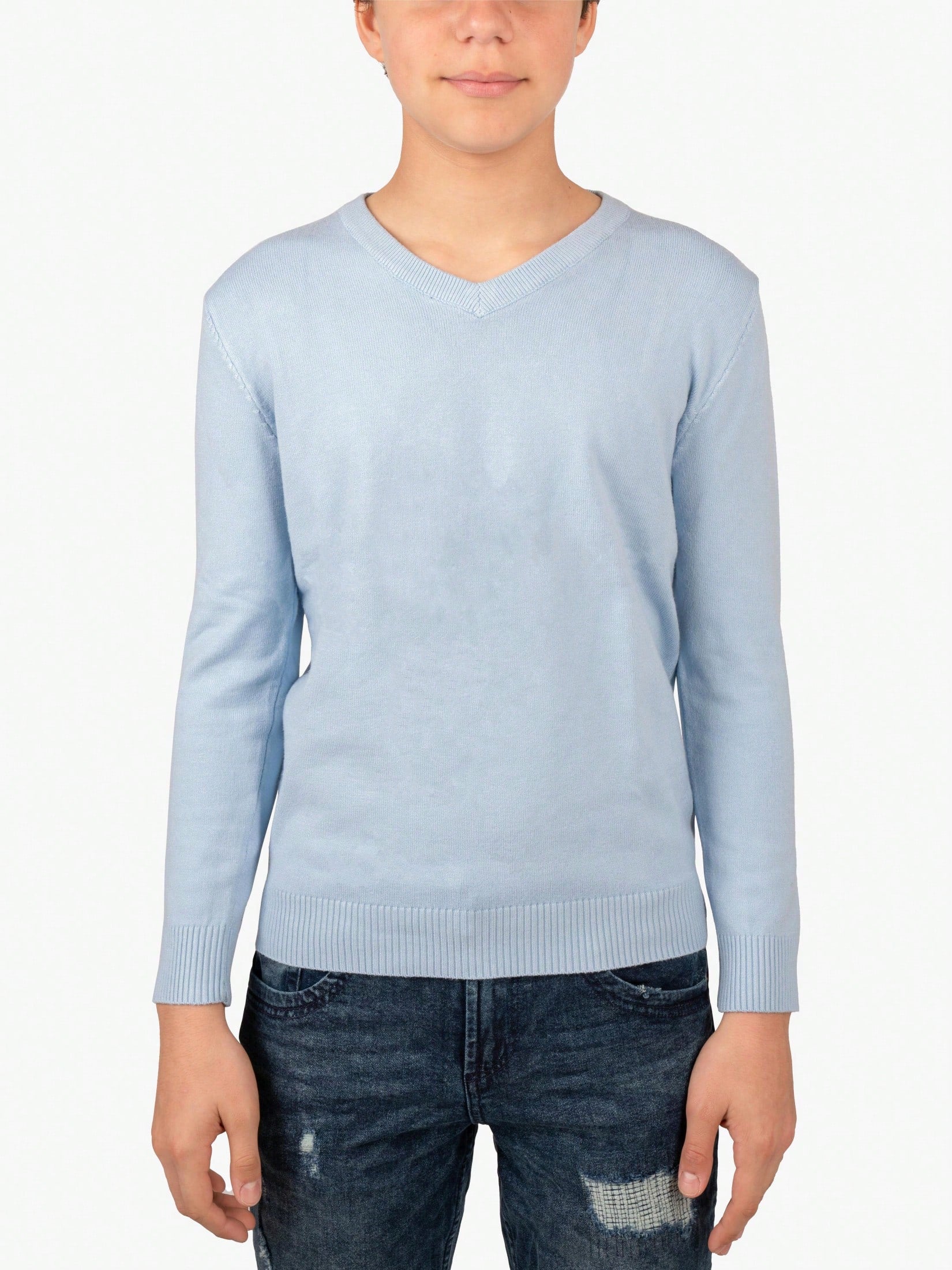 Tween Boy Basic V-Neck Sweater