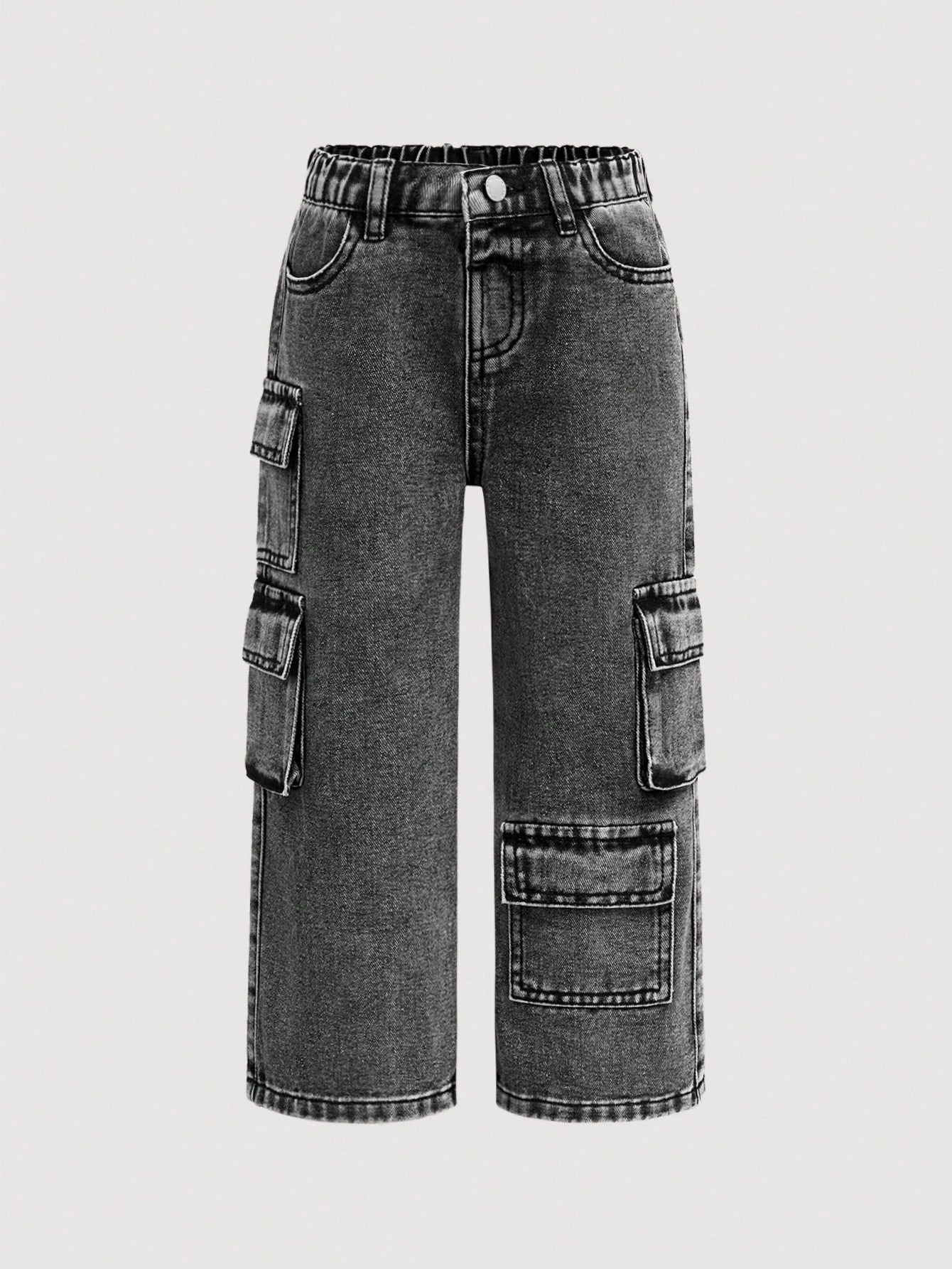 Young Girls' Cargo Style Denim Cargo Pants With Pockets Back To School Clothes Fall  Clothes