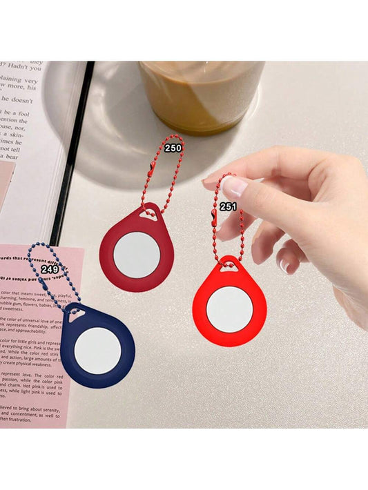 2pcs Solid Color Silicone Protective Case For Apple Tracker Airtag/Airtags, Anti-Lost Locator Keychain Cover