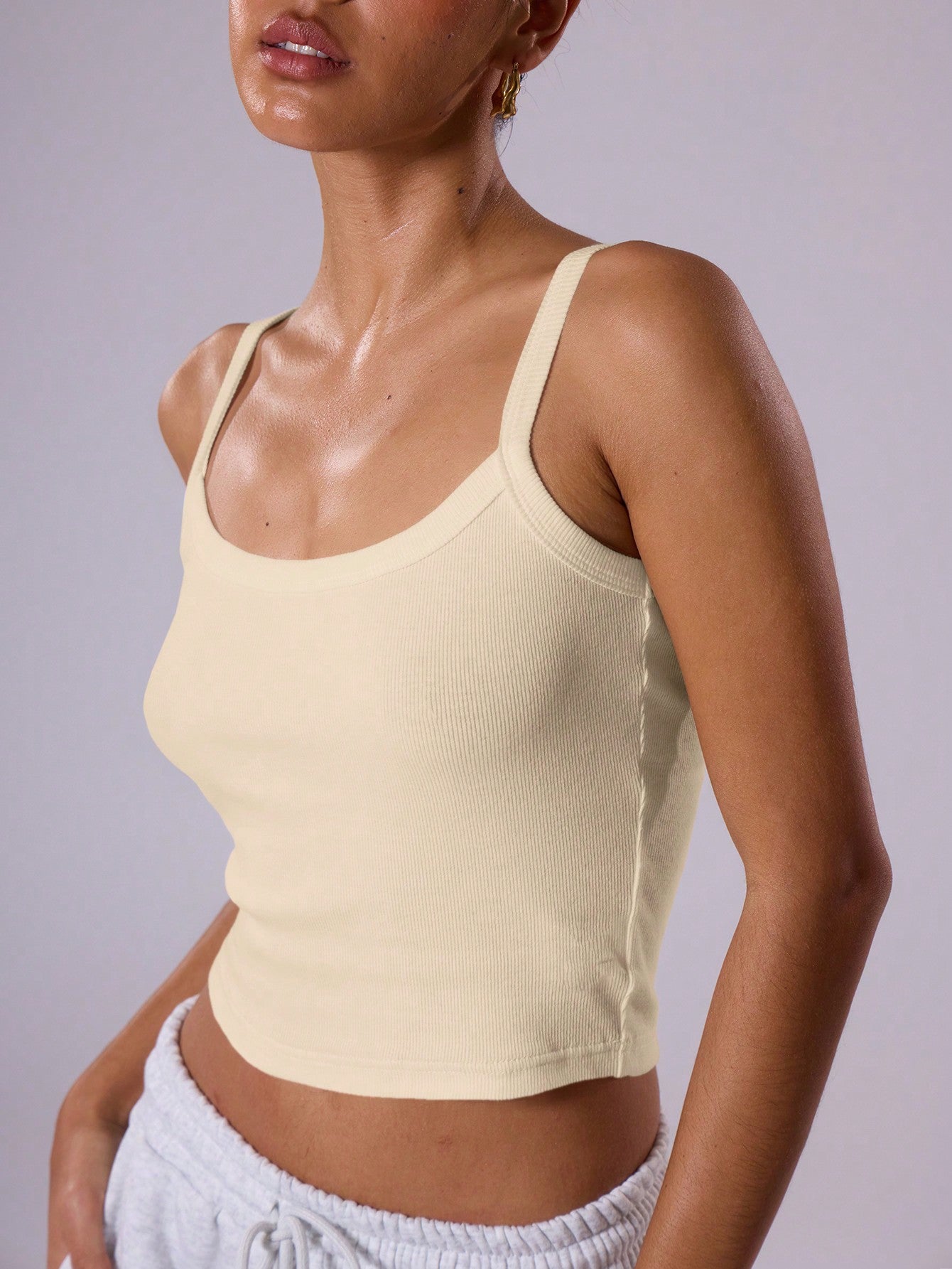 Solid Color Ribbed Women's Tank Top