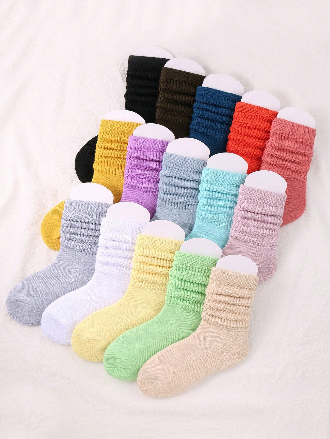 6pairs Children's Random Color Fashionable Bubble Pile Socks, Comfortable, Breathable, Classic, European Style, Knee-High, Casual Scrunch Socks