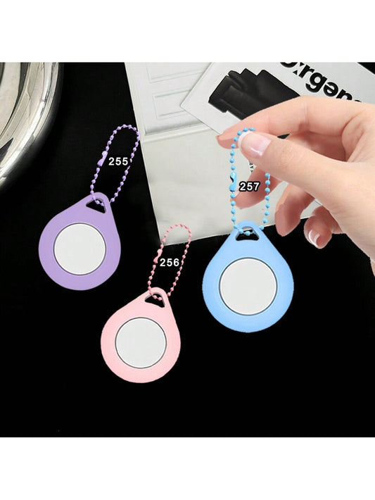 2pcs/Set Solid Color Silicone Protective Case For Apple Tracker Airtag/Airtags, Anti-Lost Silicone Keychain Protective Cover