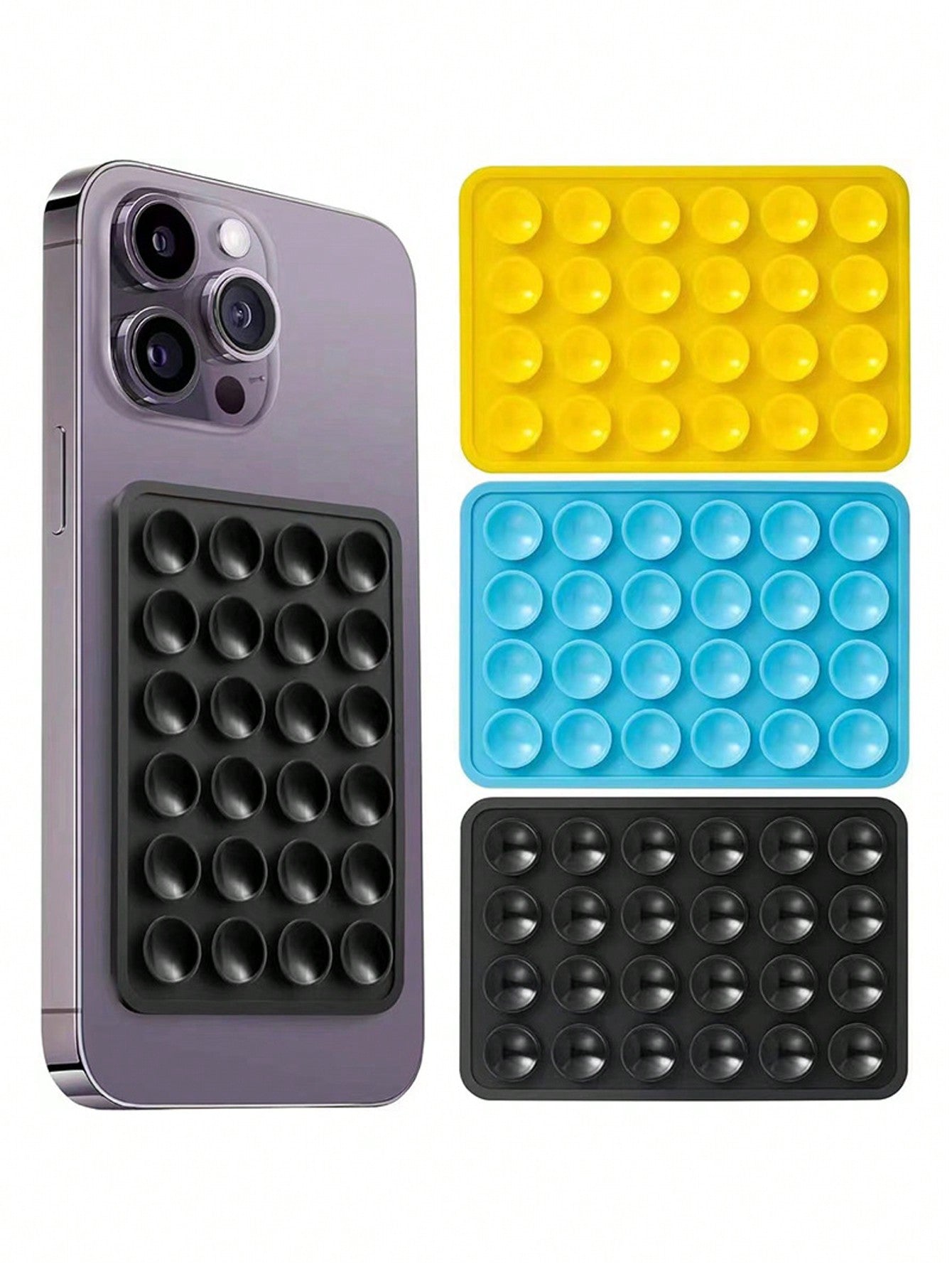 3pcs Silicone Suction Cup Square Single-Sided Silicone Suction Cup Multi-Functional Mobile Phone Leather Case Silicone Mobile Phone Suction Cup Holder