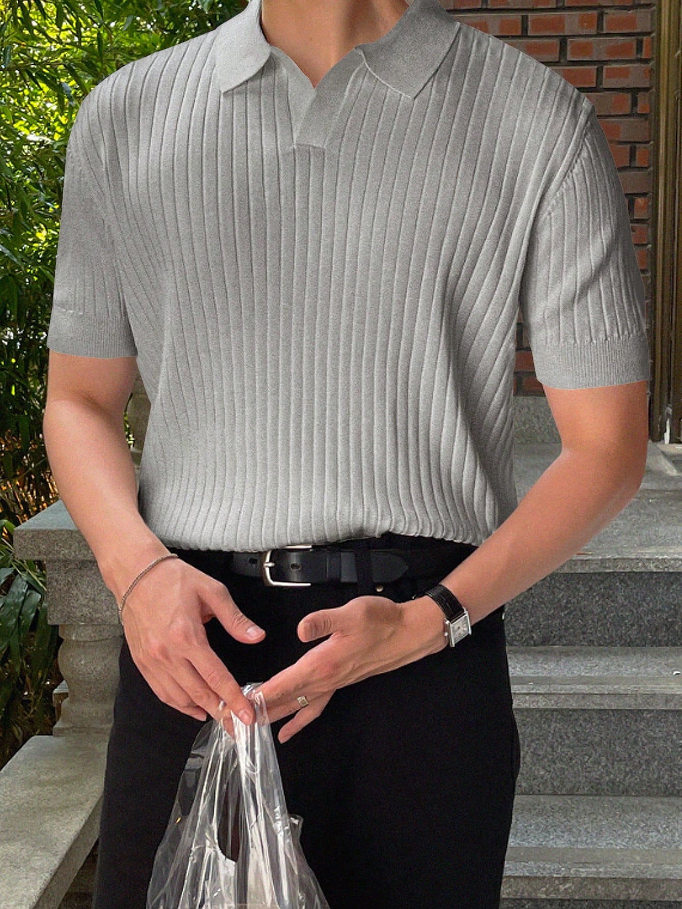 Men Ribbed Knit Top