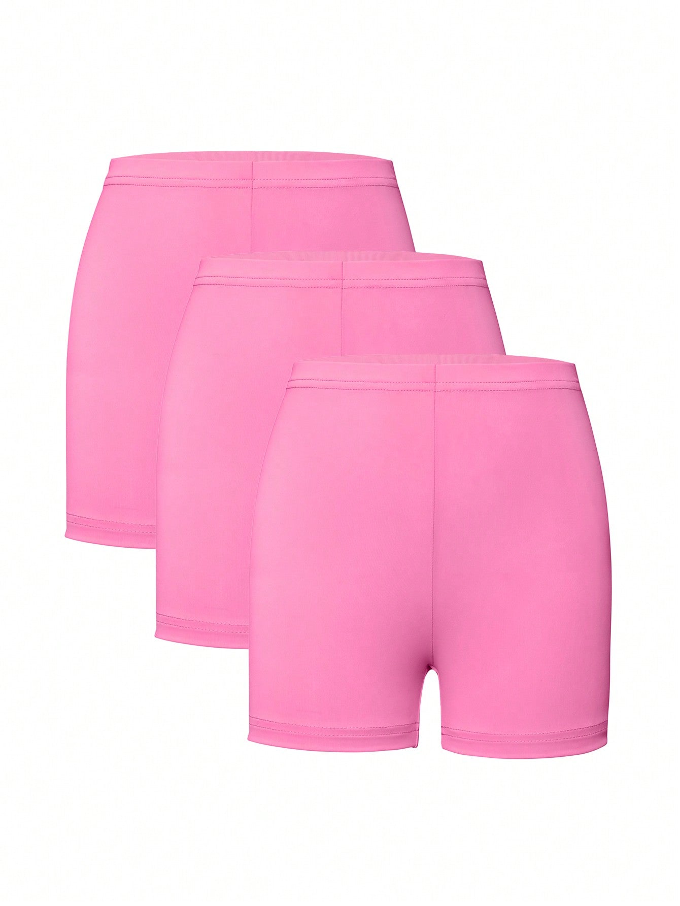 3pcs Solid Color Short Leggings Set For Tween Girls