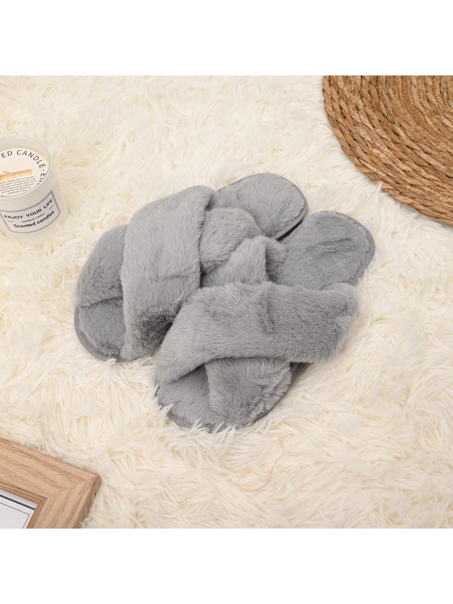 Women's Cross Strap Slippers Plush Soft Home Slippers Plush Warm Cozy Open Toe Fluffy Household Shoes Cozy Indoor Outdoor Non-Slip Breathable, Bride Slippers, Bride To Be Gift, Bridesmaid Gift, Bachelorette Party, Fluffy Slippers, Gifts For Mom,  Bridesma