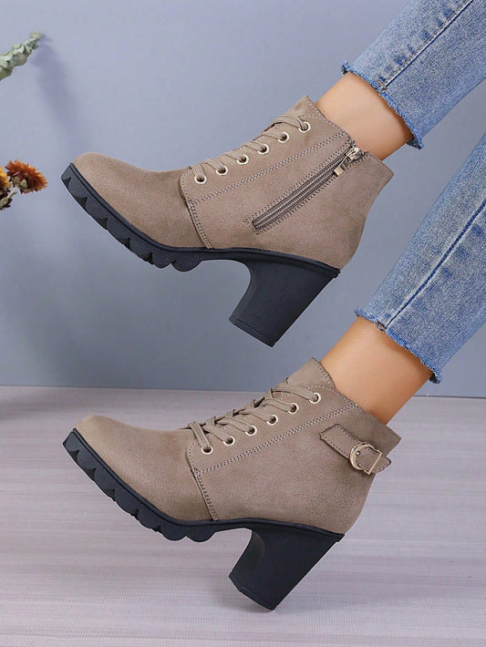 Women's Faux Suede Pointed Toe High Heel Side Zipper Gorgeous Ankle Boots