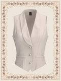 DECDS Vintage Elegant Women's Suit Vest With V-Neck, Sleeveless, Slim Fit, Shawl Collar, Double-Breasted, Commuter Style, Spring/Summer, Old Money Style Business Women Clothes Teacher Clothes Fall Outfits Work Women Clothes