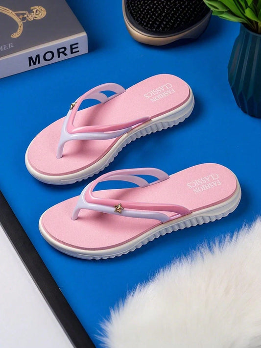 New Style Flip Flops, Summer Women Girls Beach Casual Home Korean Fashion Trend, Anti-Slip, Breathable, Comfortable And Deodorant Shoes