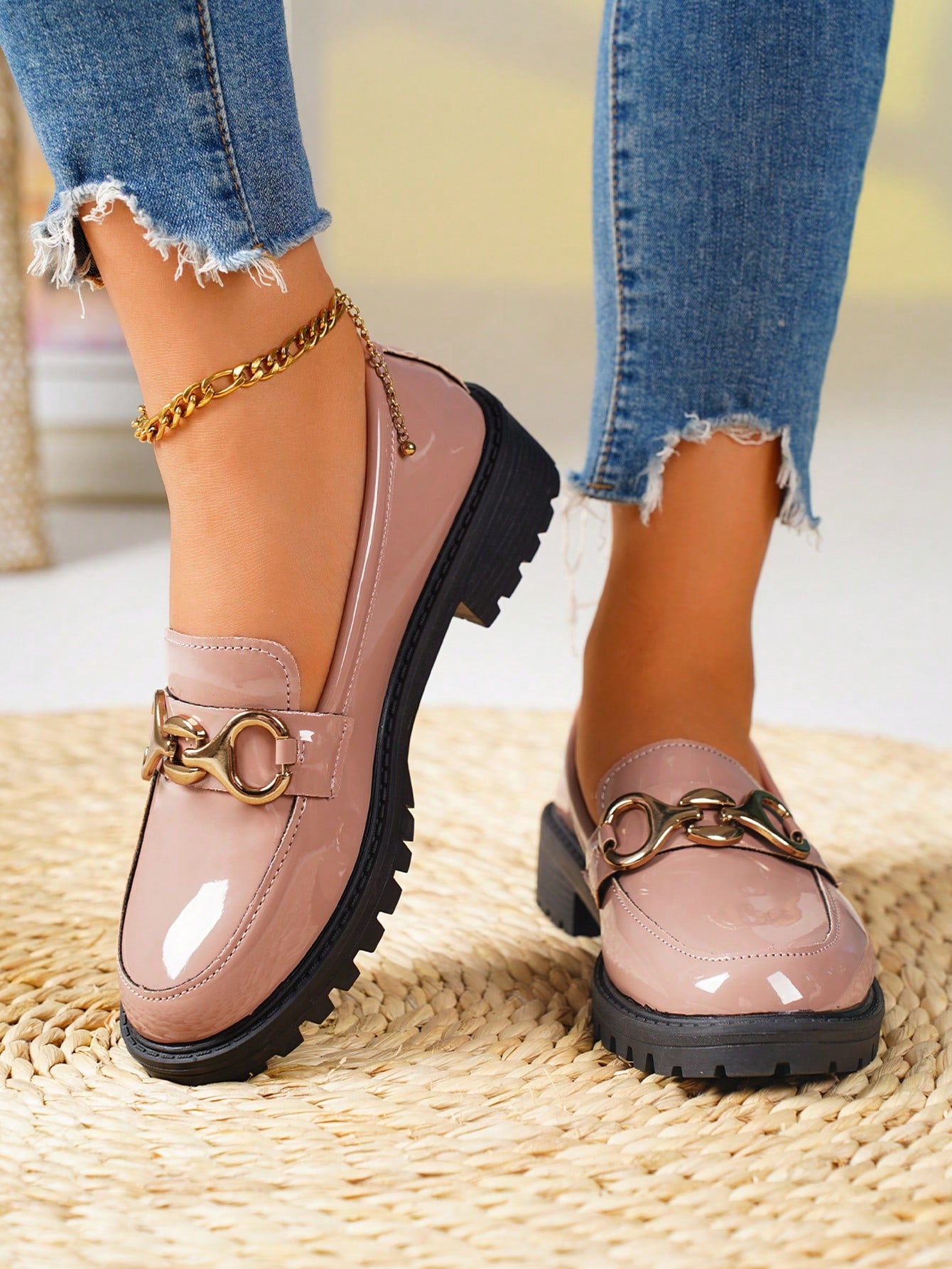 British Style Women Leather Shoes, 2024 New Arrivals, Versatile Bowknot Loafers With Chunky High Heels For Spring And Autumn