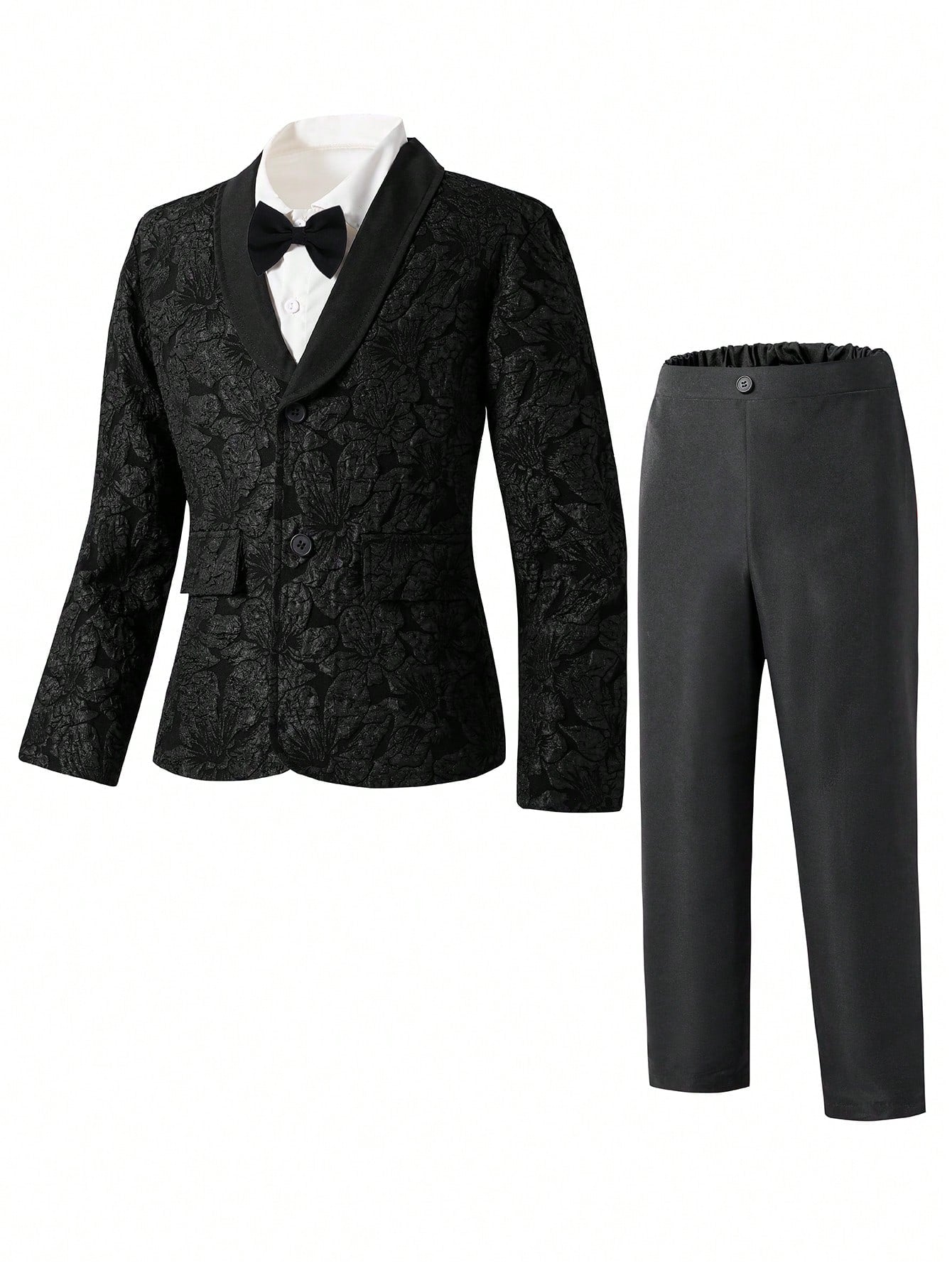 3pcs/Set Tween Boys' Striped Double-Breasted Suit With Jacket, Pants, And Tie For Elegant And Dressing On Special Occasions Such As Birthday Parties, Evening Parties, Performances, Weddings, Christenings, And Anniversaries