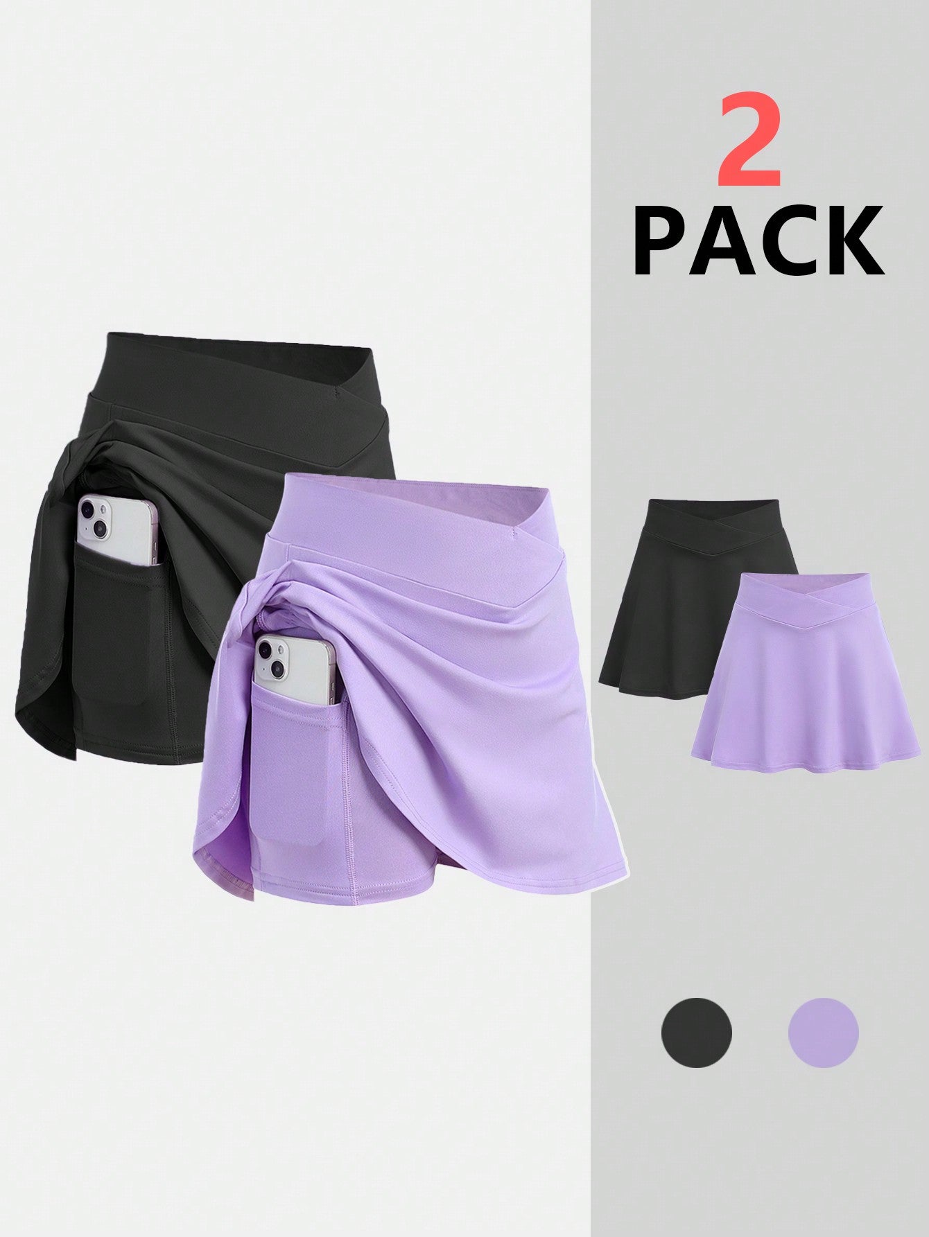 Tween Girl Casual Spring/Summer Knit High Elasticity Sports Skirt With Safety Shorts