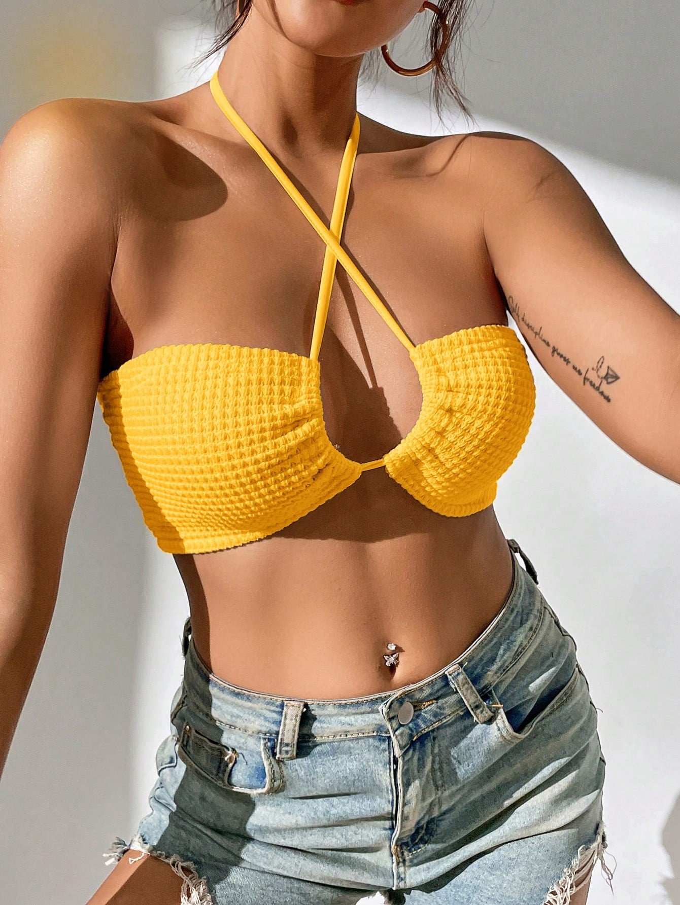 Crisscross Tie Back Crop Halter Summer Top