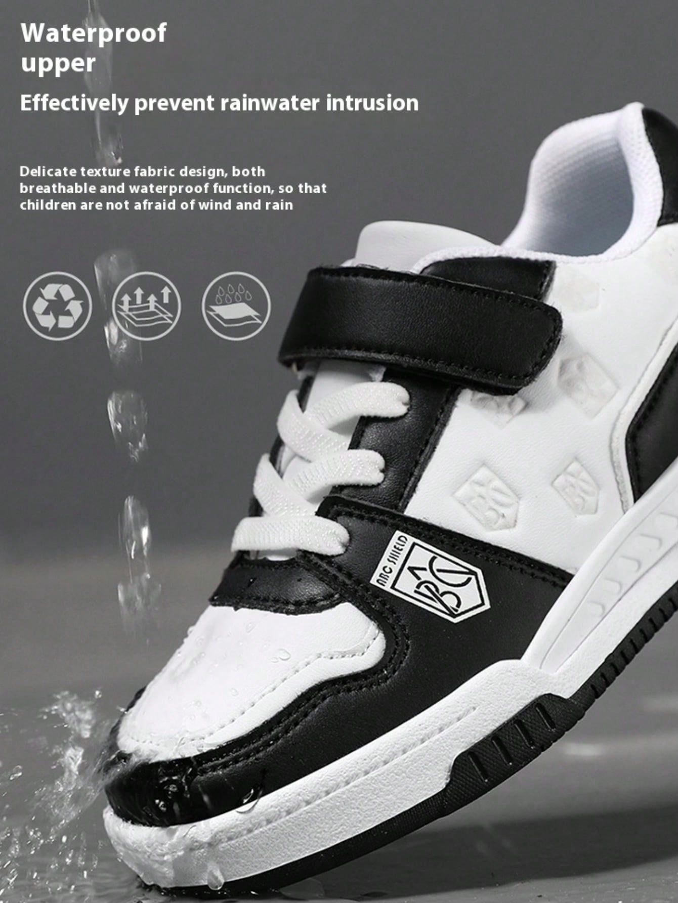 Boys' Casual Waterproof Shoes With Leather Surface, Night Luminous, Trendy Fashion Skateboarding Shoes