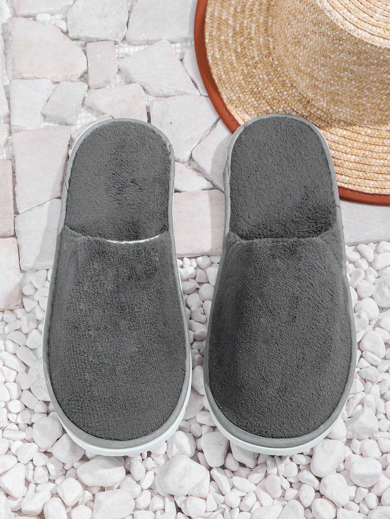 Home Warm Slippers, Casual Disposable Thickened Home Guest House Spa Slippers, Backless Plush Comfort Indoor Footwear