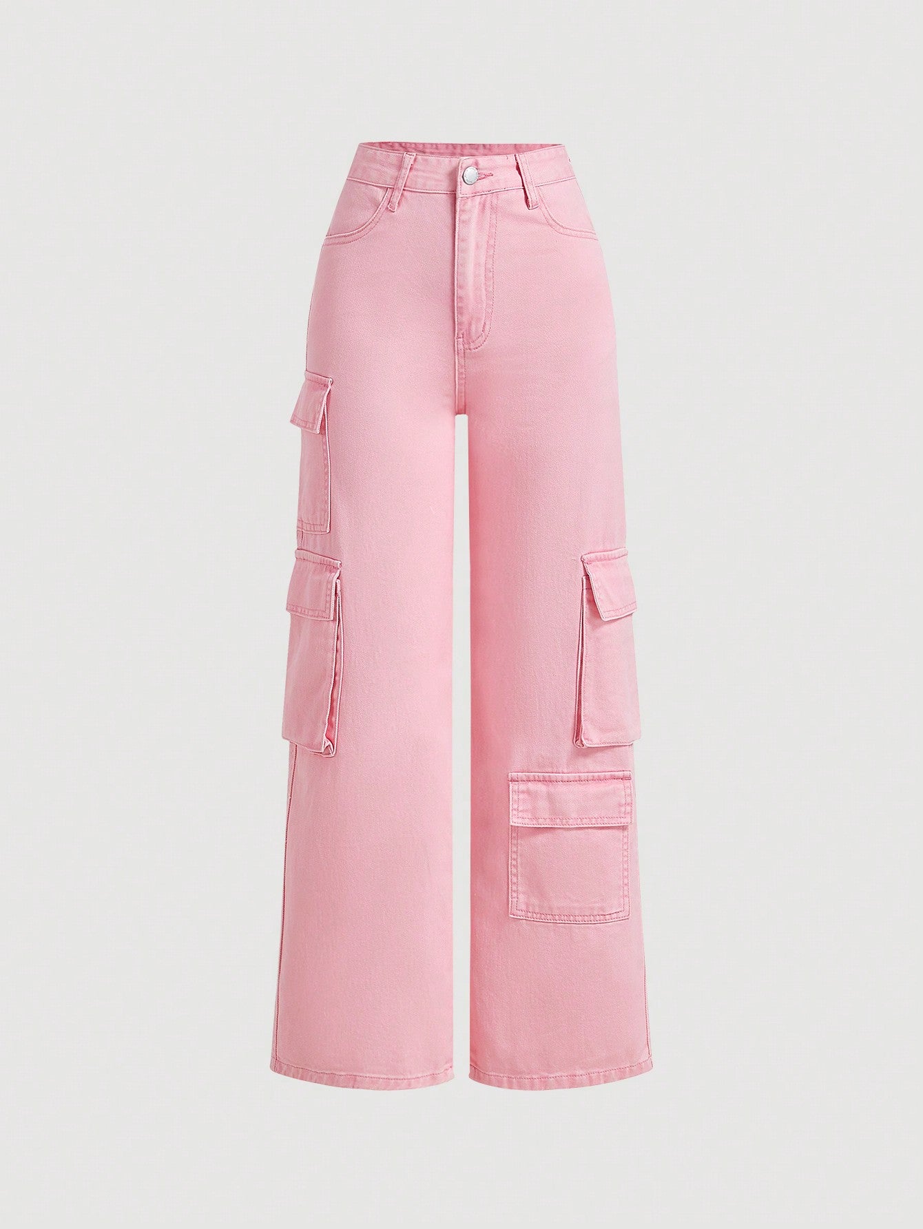 Teenage Girls' Cargo Style Denim Trousers With Pockets