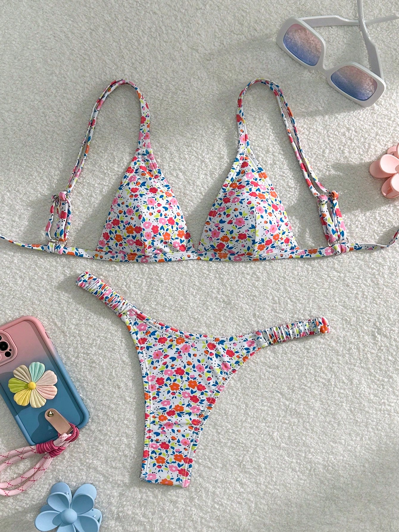 Swim Mod Ladies Summer Beach Floral Printed Sexy Bikini Set, Random Print