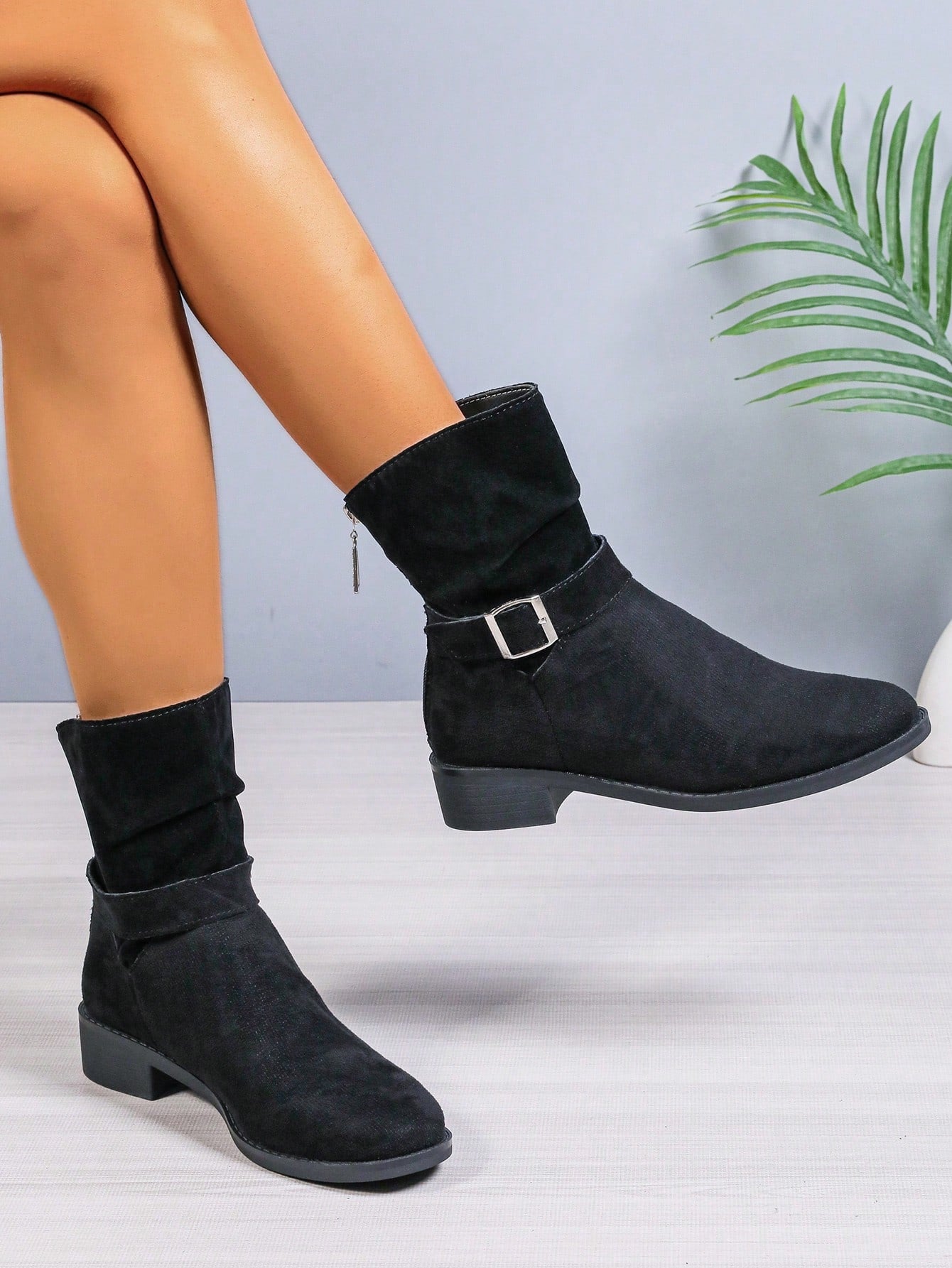 Women's New Fashion Mid-Calf Retro Round Toe Cowboy Riding Boots, Flat & Chunky Heel, Casual, Comfortable