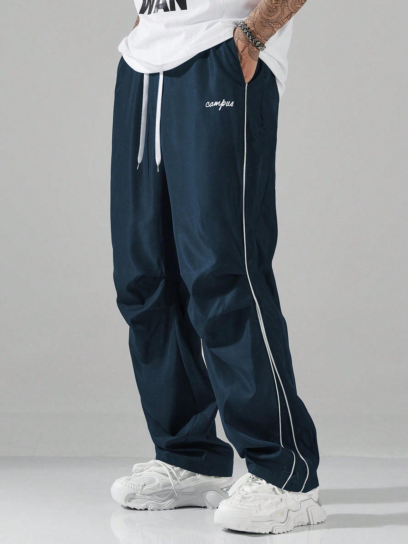 Men's Simple Bordered Casual Daily Drawstring Pants