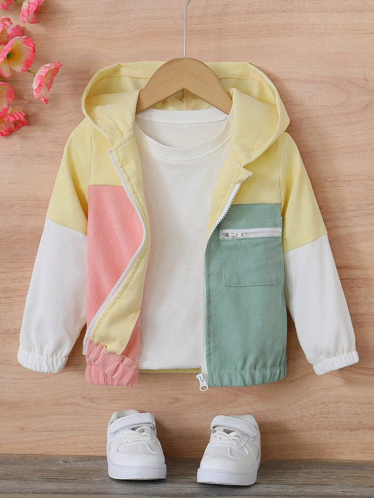 Girls' Casual Patchwork Minimalist Style Jacket