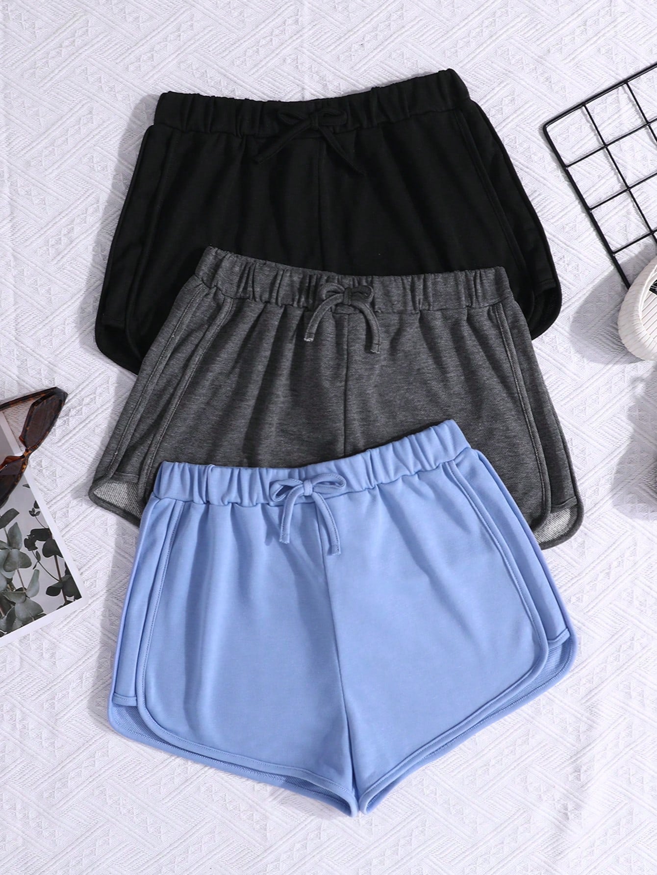 Teen Girls' 3-pack Knitted Solid Color Casual Shorts