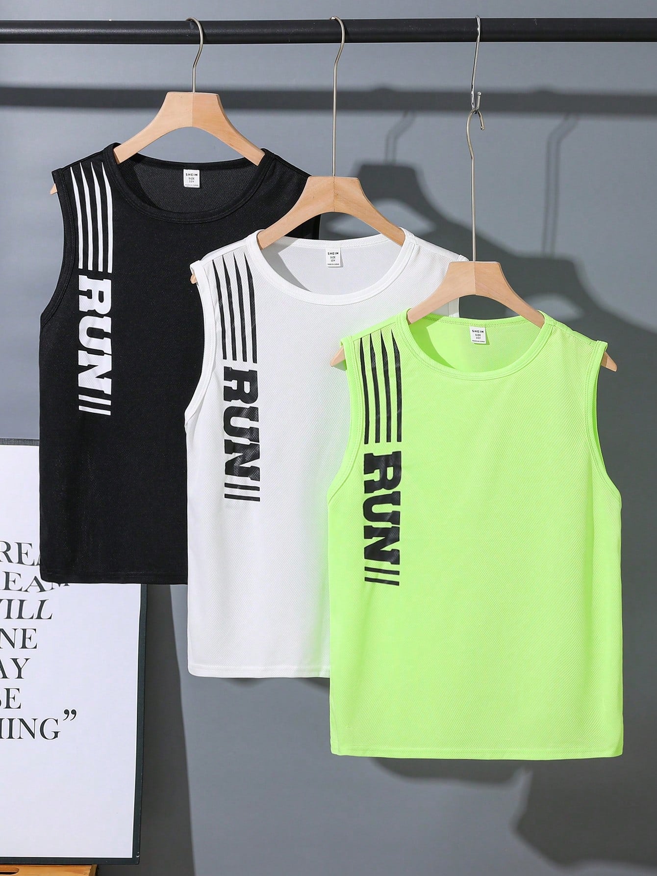 3pcs Tween Boy Loose Fit Sports Tank Top With Printed Pattern, Round Neck