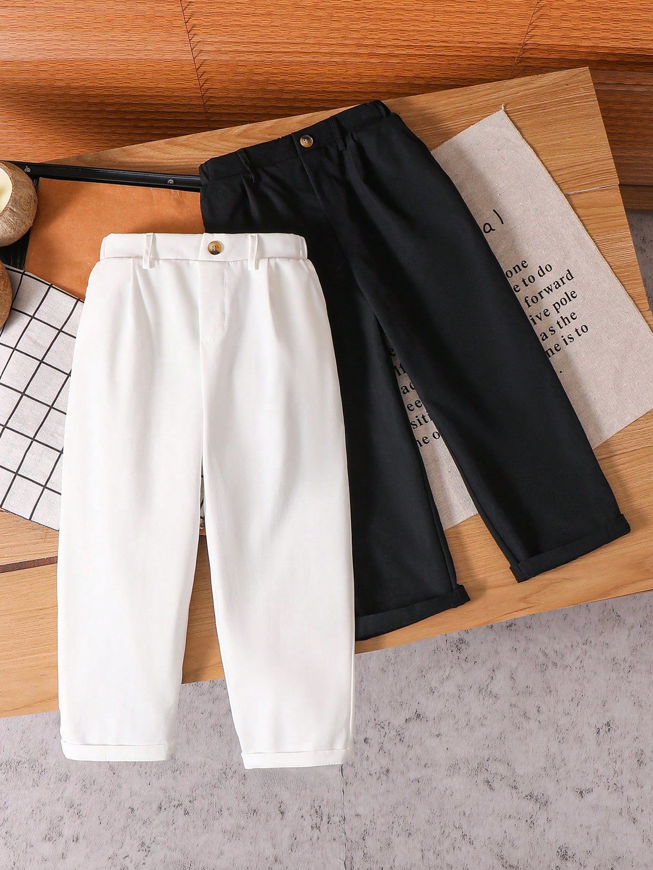 2pcs/Set Young Boys' Casual Sporty College Style Straight Leg Pants & Black Pants Suitable For Daily Wear, School, Travel, Parties In Spring And Summer