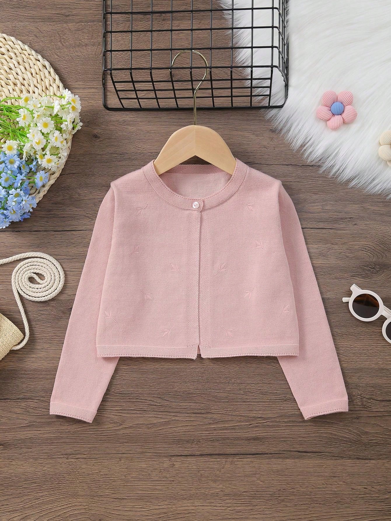 Girls' Summer Elegant Embroidered Long Sleeve Lightweight Knit Cardigan