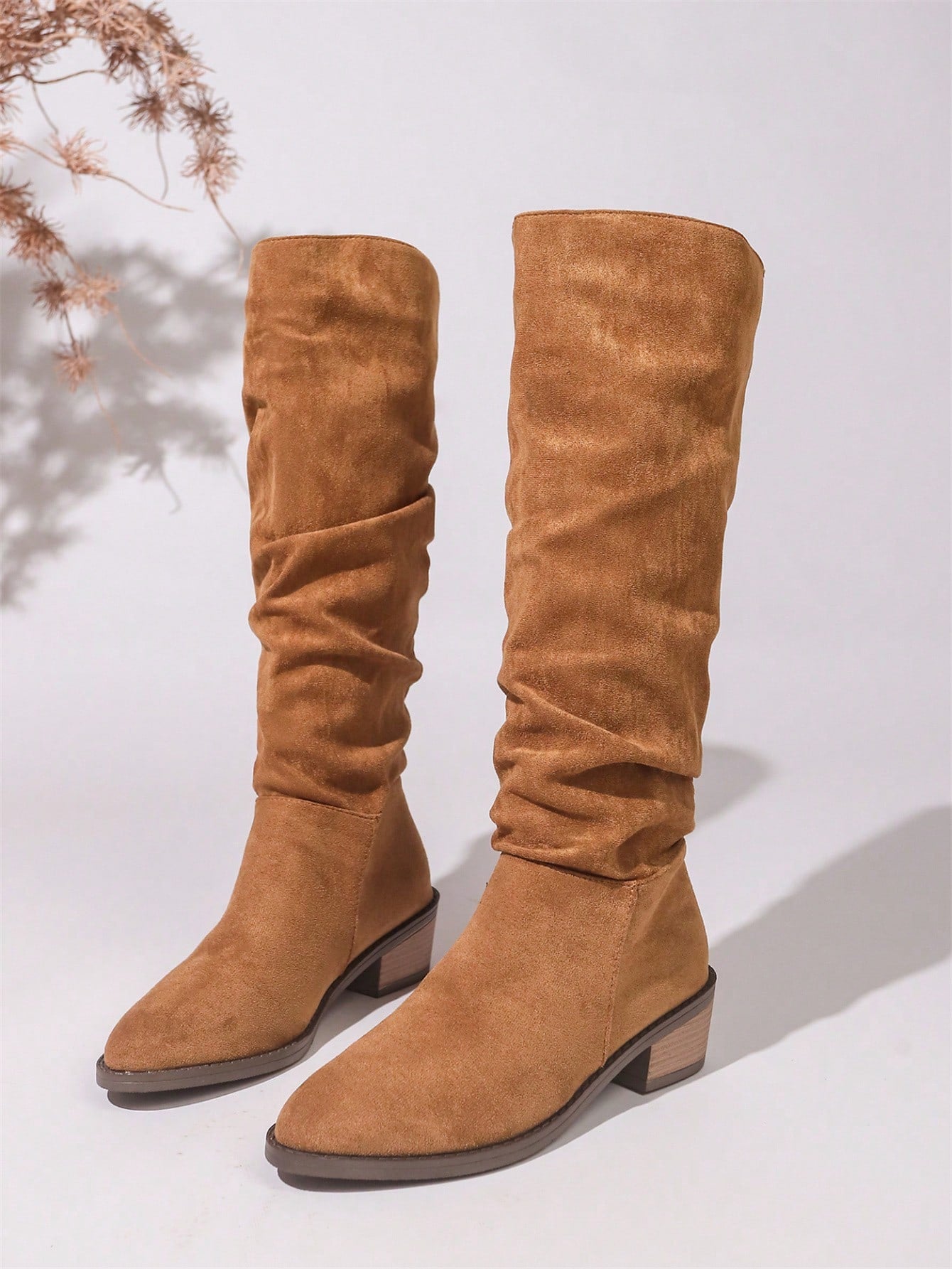 Women's Tall Boots With Chunky Heels For Spring And Autumn, Western Cowboy Boots, High And Slim Riding Boots