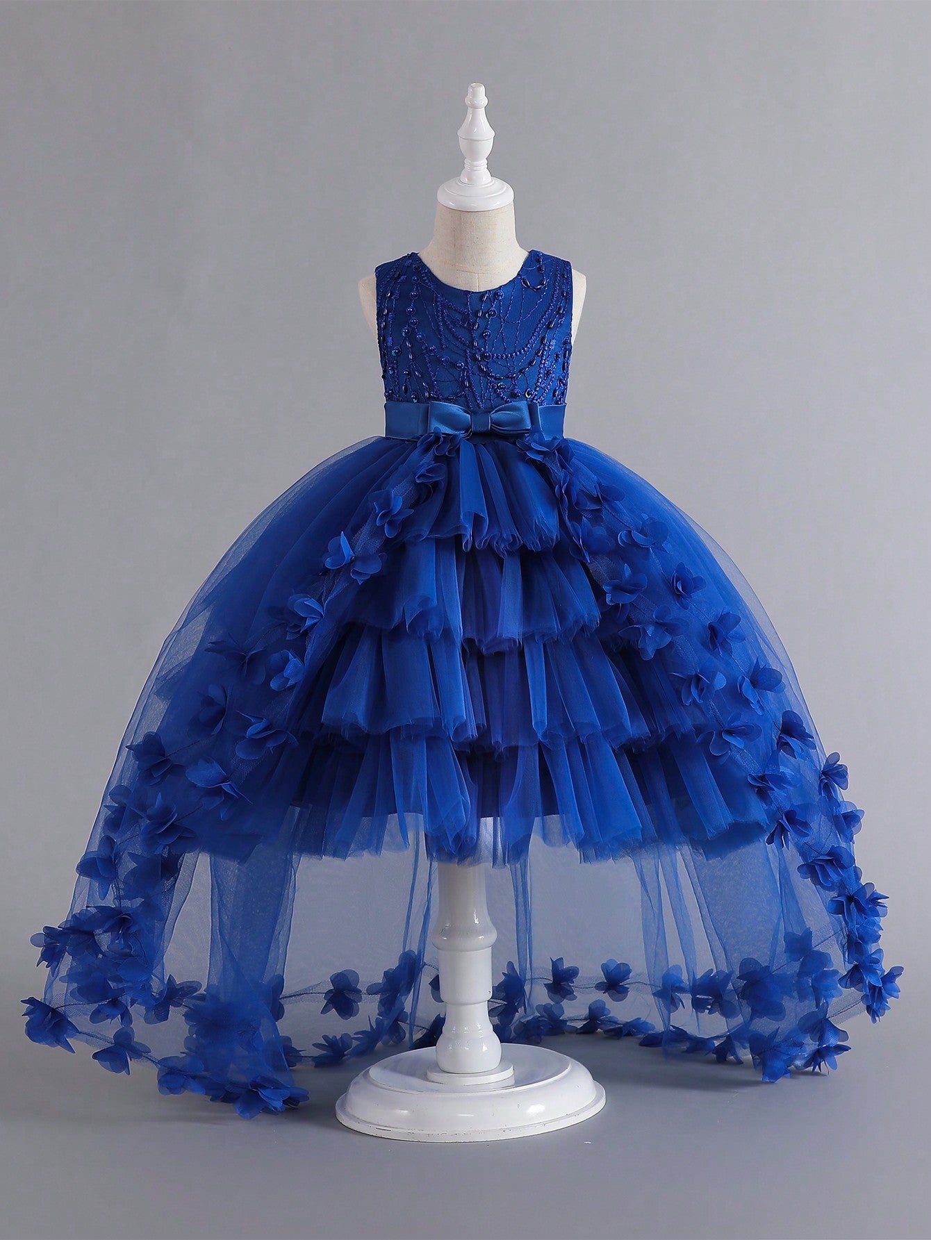 Young Girl Butterfly Tassel Heavy Duty Mesh Dress, Perfect For Birthdays, Casual Parties