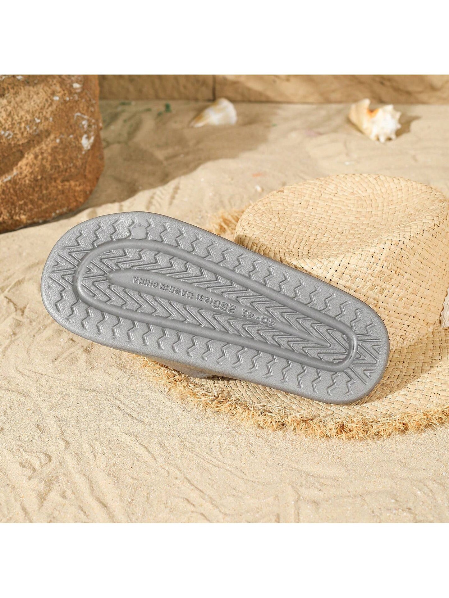 New Stylish Leather Striped Faux Leather Texture EVA Slippers, High-End Minimalist Ins Style, Suitable For Home Bathroom Outdoor Guest Slippers, Lightweight Comfortable And Soft