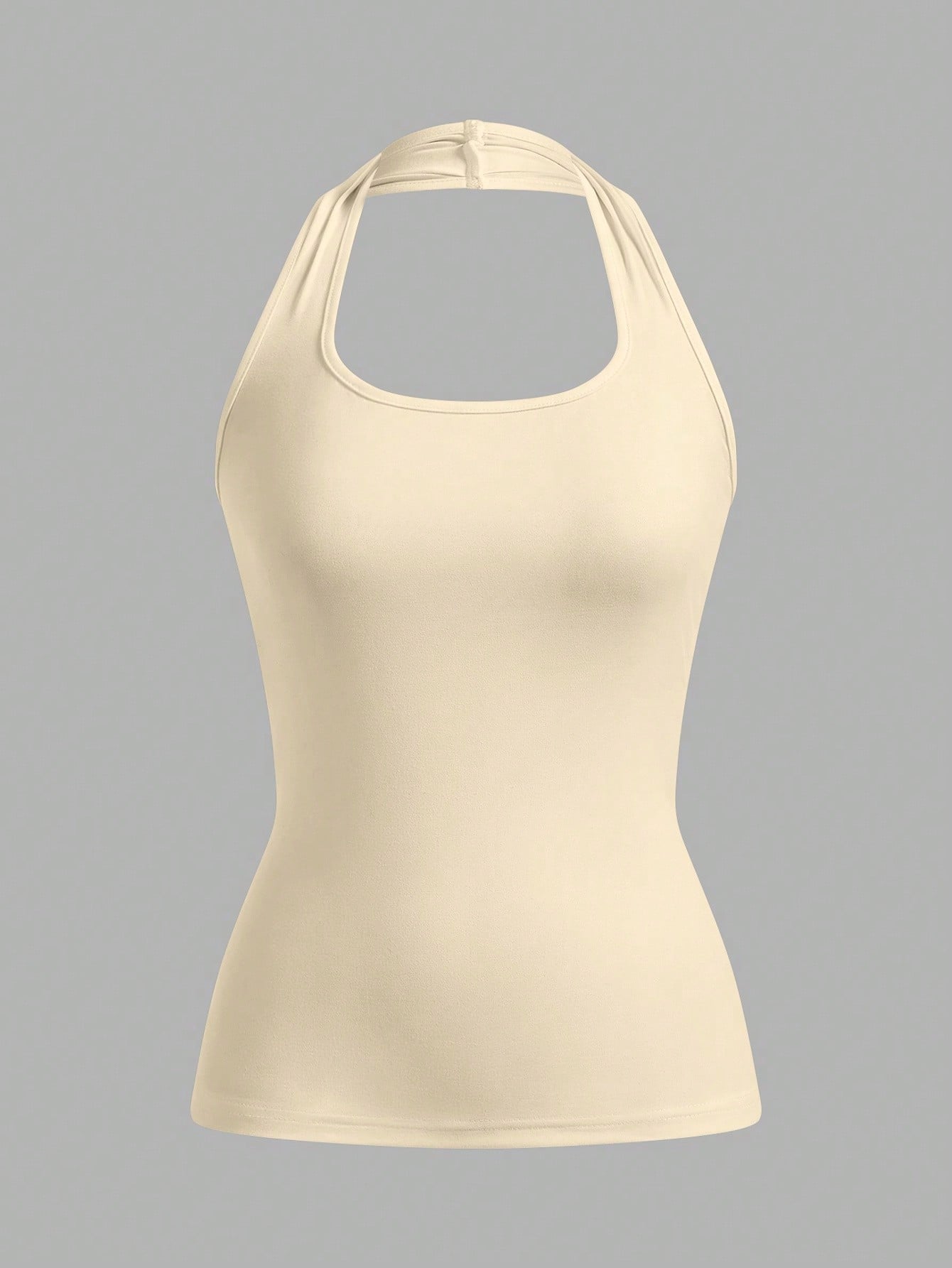 White Sleeveless Casual Halter Top For Women, Suitable For Summer