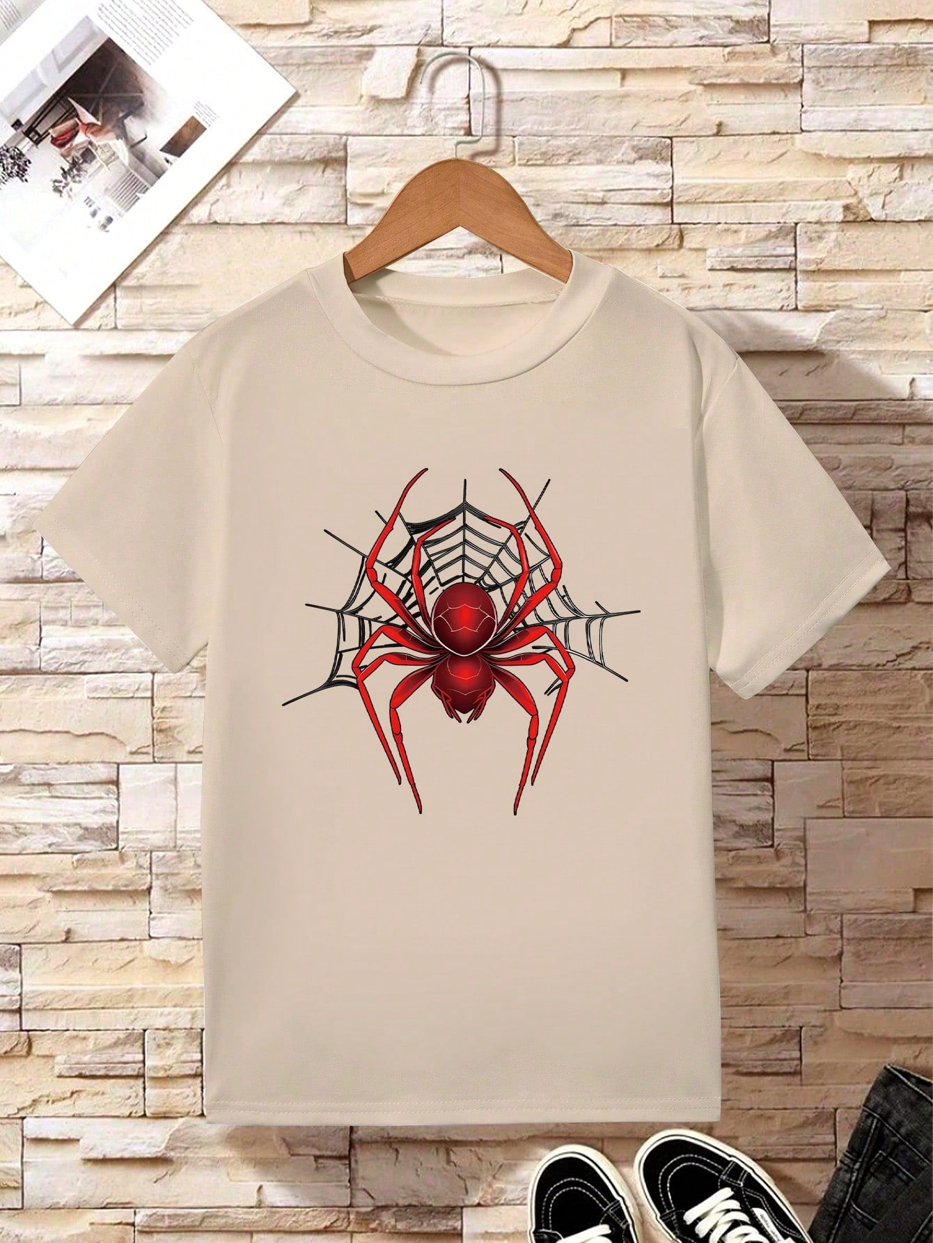 Tween Boys' Spider Printed Short Sleeve T-Shirt