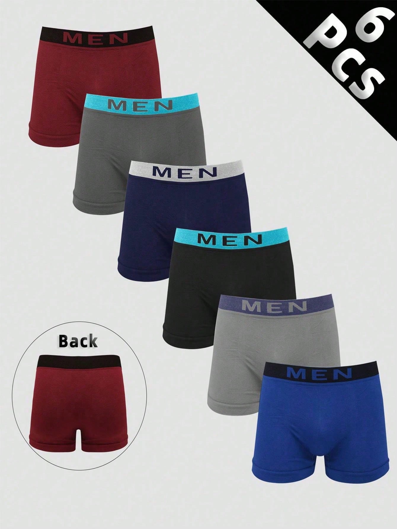 [6pcs/Pack] Teenager Boys' Seamless Briefs In Solid Color Polyester Material, Breathable & Quick Dry, Four Seasons Available